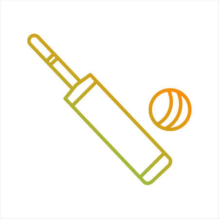 Beautiful Bat and Ball Line Vector Iconのイラスト素材