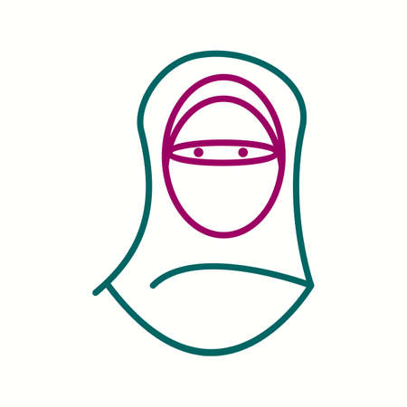 Beautiful Women With Niqab Line Vector Iconのイラスト素材