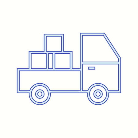 Beautiful Pickup Truck Line Vector Iconのイラスト素材