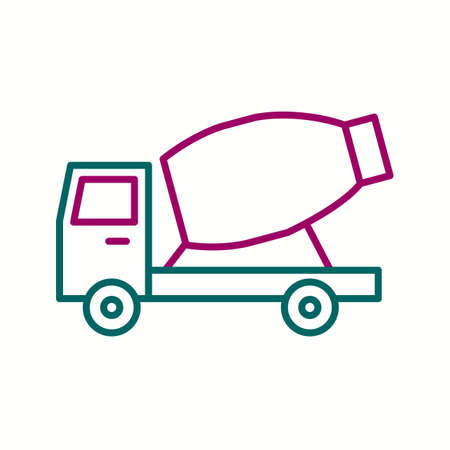 Beautiful Mixer Truck Line Vector Iconのイラスト素材