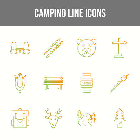 Unique Camping Line Icons Setのイラスト素材
