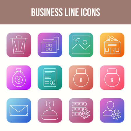 Set of 12 Unique Business Vector Iconsのイラスト素材
