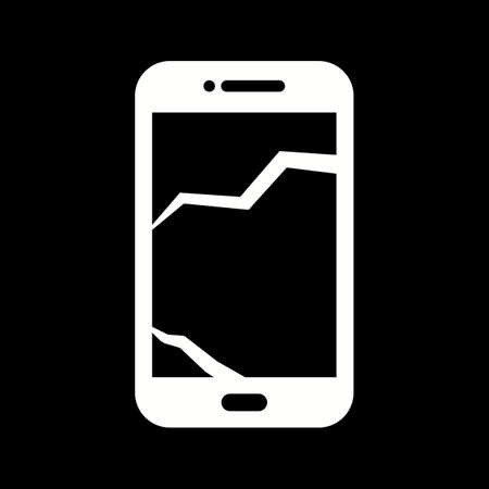 Unique Broken Cell Phone Vector Glyph Iconのイラスト素材