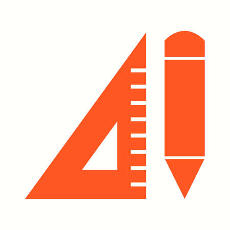 Beautiful Pencil & Set Square Glyph Vector Iconのイラスト素材