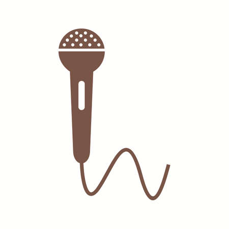Beautiful Mic with Wire Glyph Vector Iconのイラスト素材