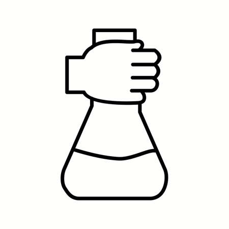 Unique Holding Flask Vector Line Iconのイラスト素材
