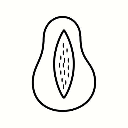 Unique Papaya Vector Line Iconのイラスト素材