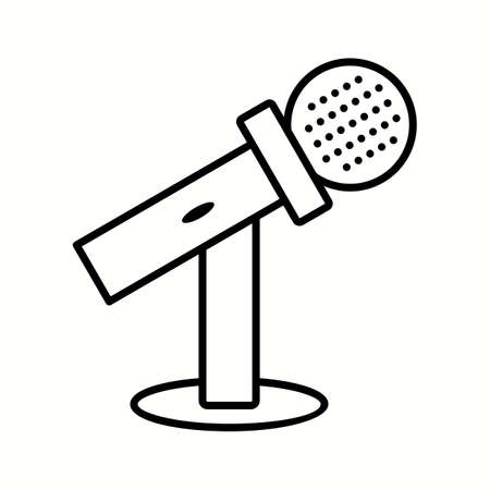 Unique Mic ON Stand Vector Line Iconのイラスト素材