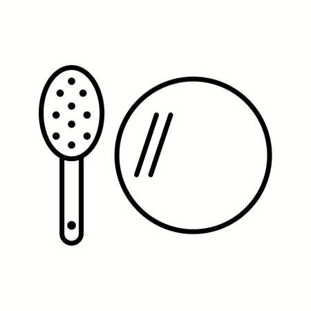 Unique Brush And Mirror Vector Line Iconのイラスト素材