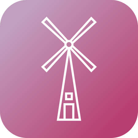 Unique Windmill Vector Line Iconのイラスト素材