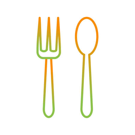 Unique Spoon And Fork Vector Line Iconのイラスト素材