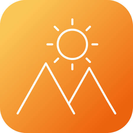 Unique Sun on Mountain Vector Line Iconのイラスト素材