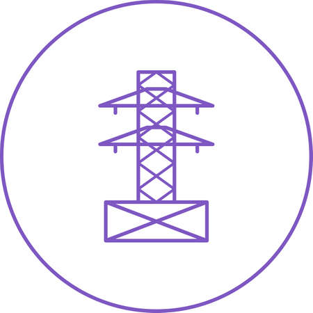 Unique Electricity Tower Vector Line Iconのイラスト素材