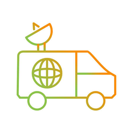 Unique News Van Vector Line Iconのイラスト素材