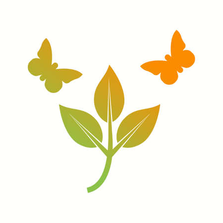 Unique Butterfly on Leafs Vector Glyph Iconのイラスト素材