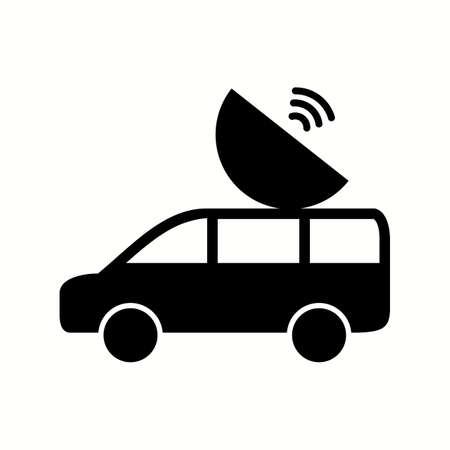 Unique Satellite Car Vector Glyph Iconのイラスト素材