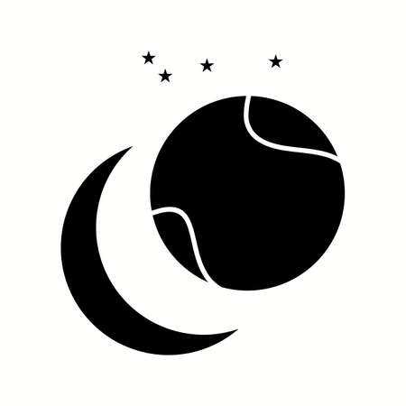 Unique Star orbiting Earth Vector Glyph Iconのイラスト素材