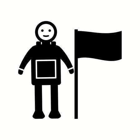 Unique Man With Flag Vector Glyph Iconのイラスト素材