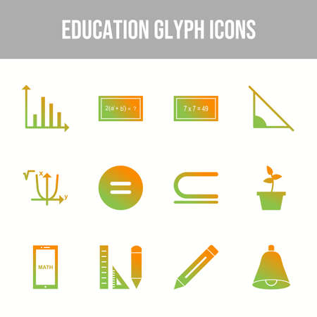Beautiful Education 12 Vector Icons	のイラスト素材