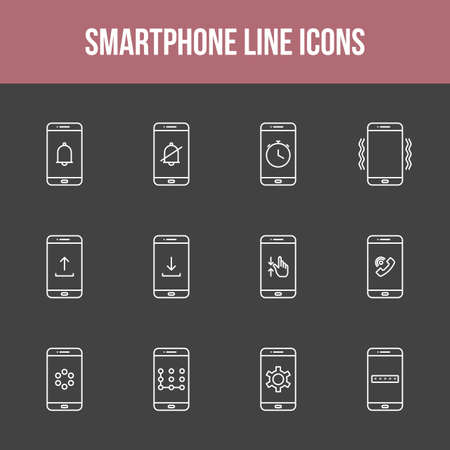 Unique smartphone vector line icon setのイラスト素材