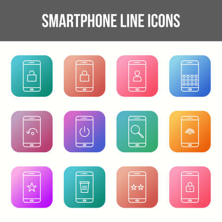 Unique smartphone vector line icon setのイラスト素材