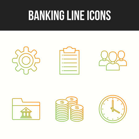 6 Beautiful Banking Line vector icon setのイラスト素材