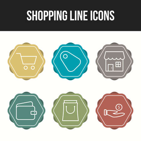 Beautiful shopping six icons in one setのイラスト素材
