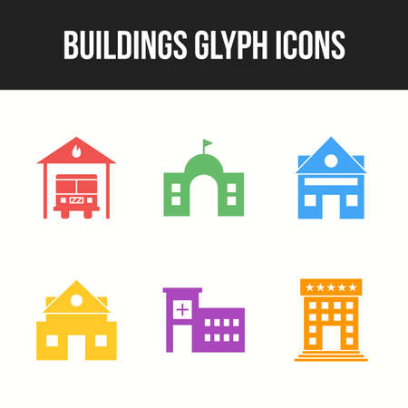 Unique Building and landmarks vector icon setのイラスト素材