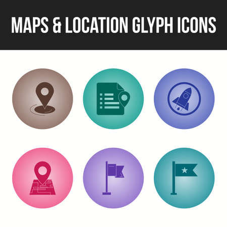 Unique icon set of maps & location glyph icons