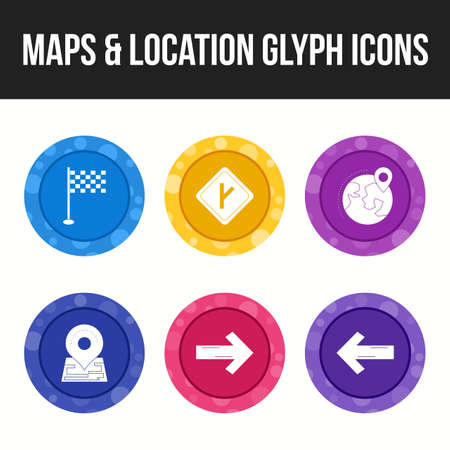 Set of beautiful maps & location glyph iconsのイラスト素材