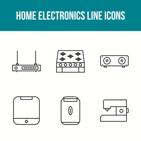 Unique Home Electronics Line Icon Setのイラスト素材