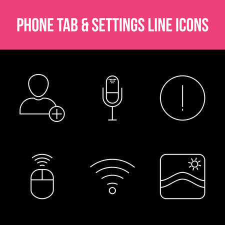 Unique Phone Tab and Settings Vector Icon Setのイラスト素材