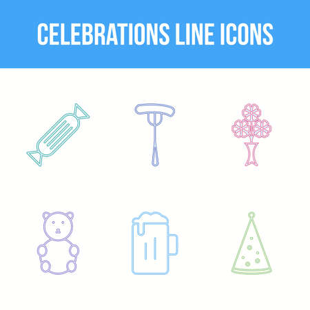 Unique Celebration Line Vector Icon Setのイラスト素材