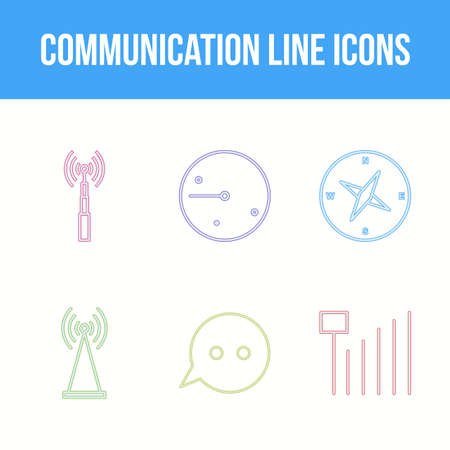 Unique Communication Line Vector Icon Setのイラスト素材