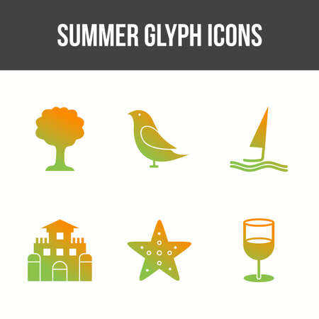 Unique Summer Glyph Vector Icon Setのイラスト素材