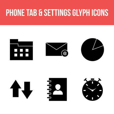 Unique Phone Tab and Settings Vector Icon Setのイラスト素材