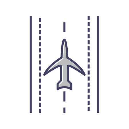 Unique Plane On Runway Line Vector Iconのイラスト素材