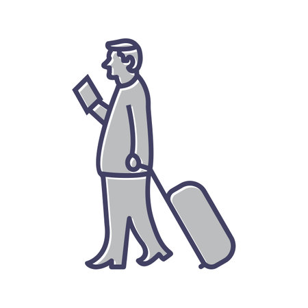 Unique Walking With Luggage Line Vector Iconのイラスト素材