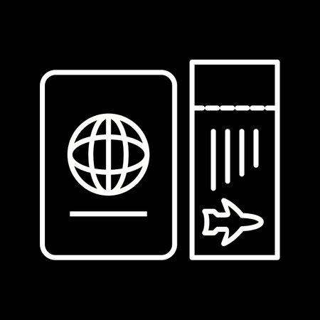 Unique Ticket And Passport Line Vector Iconのイラスト素材