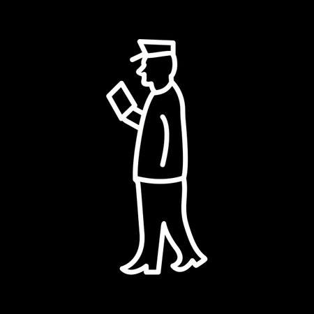 Unique Guard Checking Passport Line Vector Iconのイラスト素材