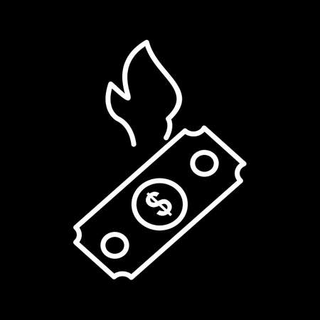 Unique Dollar On Fire Line Vector Iconのイラスト素材