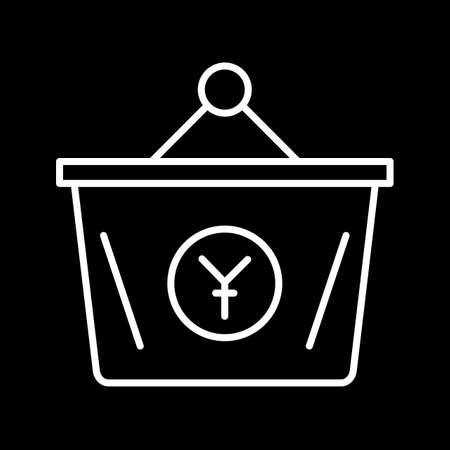 Unique Yen Basket Line Vector Iconのイラスト素材