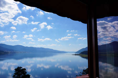 Amazing lake  view with beautiful clouds
