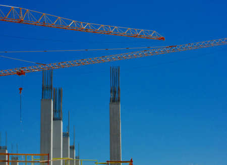 Cranes against the sky.の写真素材