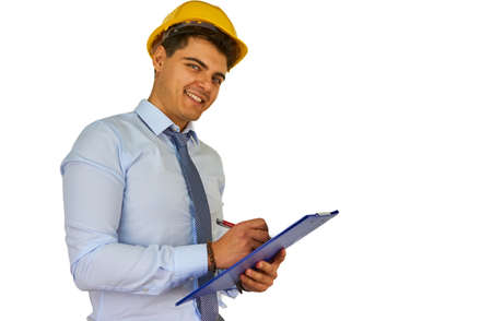 Young Engineer making a plan background.の写真素材