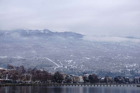Lake Ohrid in winterの写真素材
