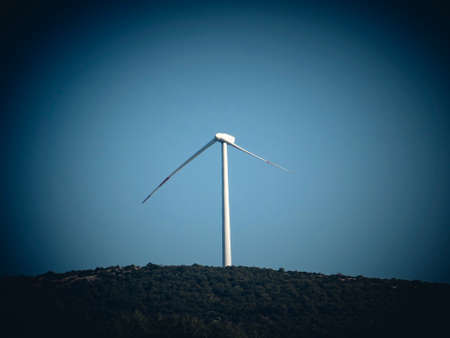 Broken wind turbine  in a wind farmの写真素材