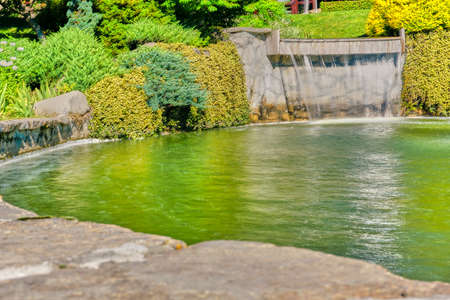 Flowing water in the backyard gardenの写真素材