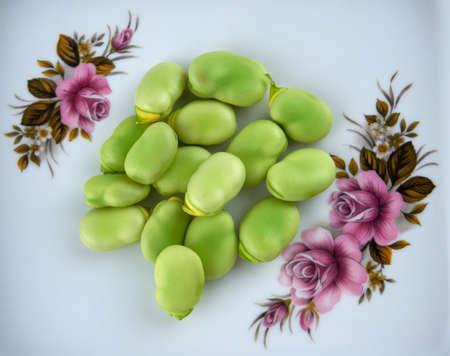 Fresh and organic raw fava, broad beansの写真素材