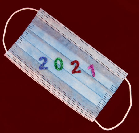 2021 Happy New Year with medical mask